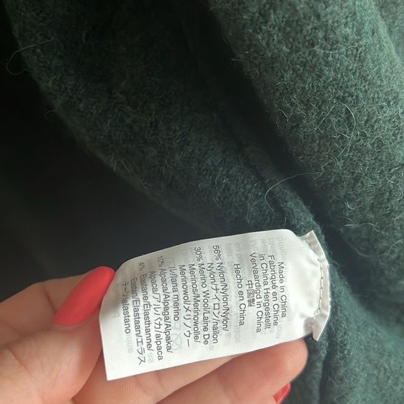 Madewell Cozy Walker Open Duster Cardigan Dark Forest Green Alpaca Merino Blend - Picture 5 of 8